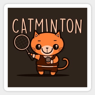 Catminton Cute Sporty Kawaii Cat Playing Furball Badminton Magnet